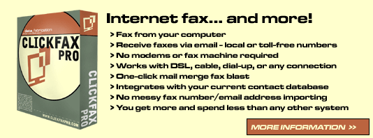 Fax from your computer.  Fax from the Internet.  Receive faxes via email.  One-click mail merge fax blast.  Fax as easy as email.  Dump your fax machine.